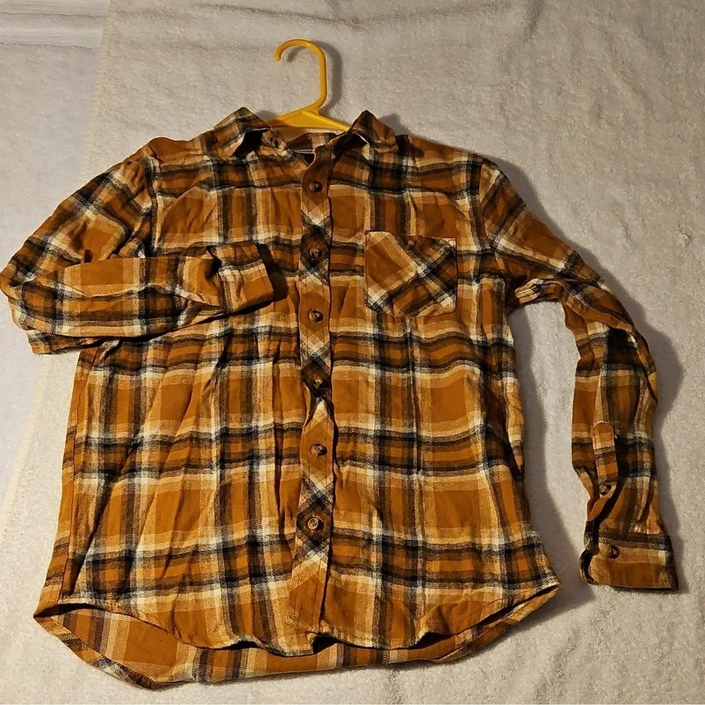 Distortion Boys 10/12 Brown Black White Plaid Long Sleeve Collared Button-Up